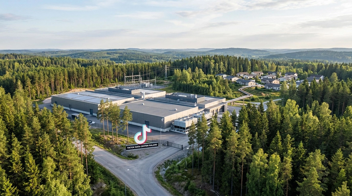 Логотип TikTok на фоні серверів