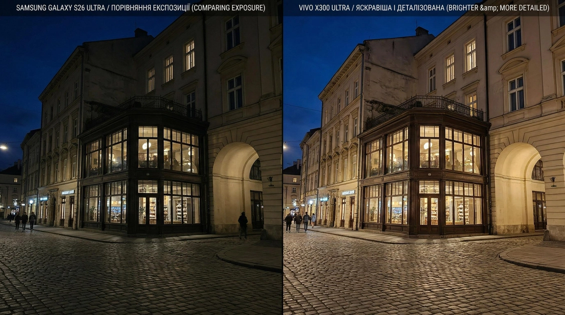 Порівняння фото Samsung Galaxy S26 Ultra та Vivo X300 Ultra