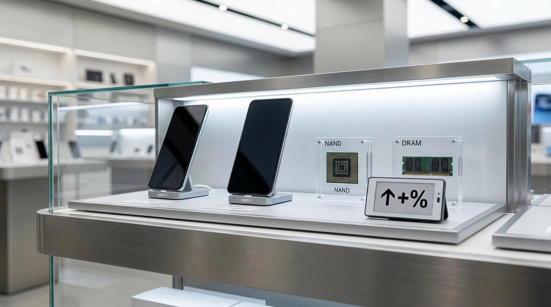 Смартфони Oppo на фоні графіків