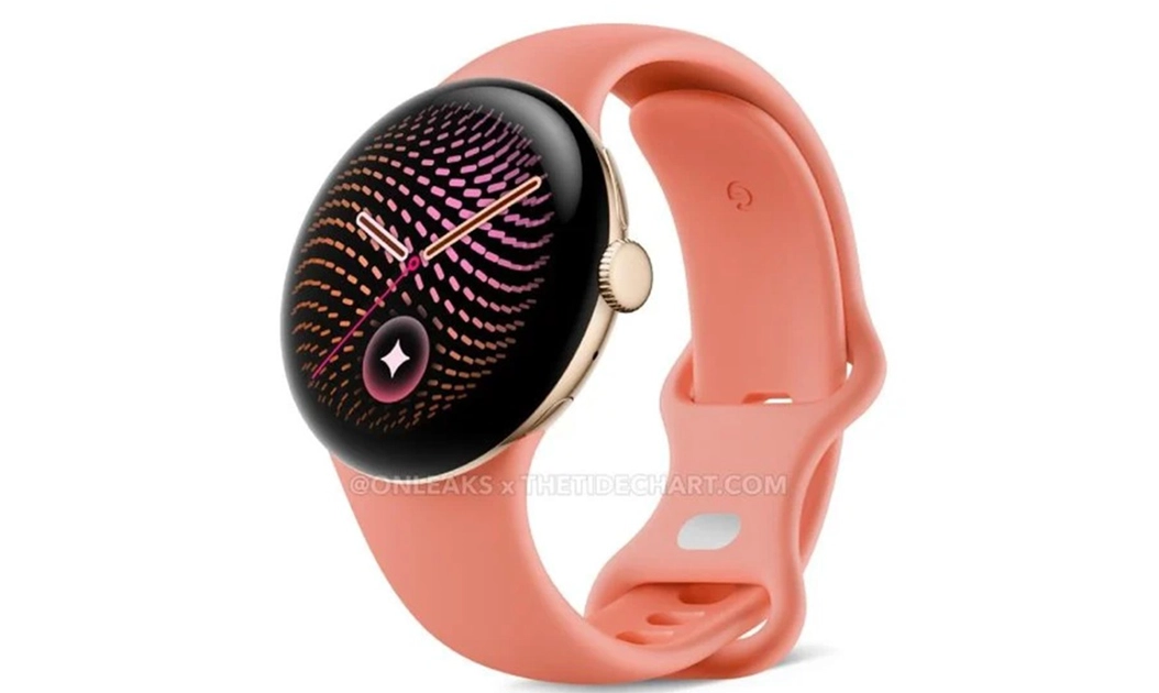 Pixel Watch 5 press renders showing all four colors, including the new Pyrite finish. Source: OnLeaks / TheTideChart