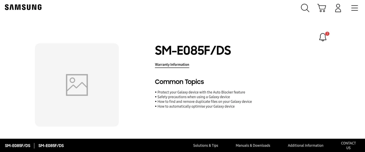 Сторінка підтримки нових смартфонів Samsung
