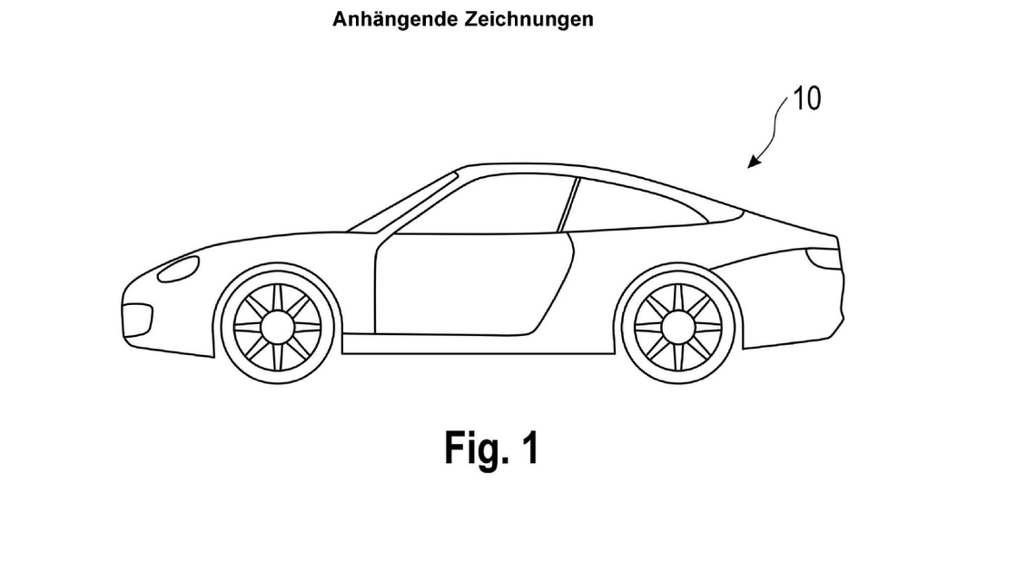 Патентный чертеж автомобиля Porsche с обозначениями элементов