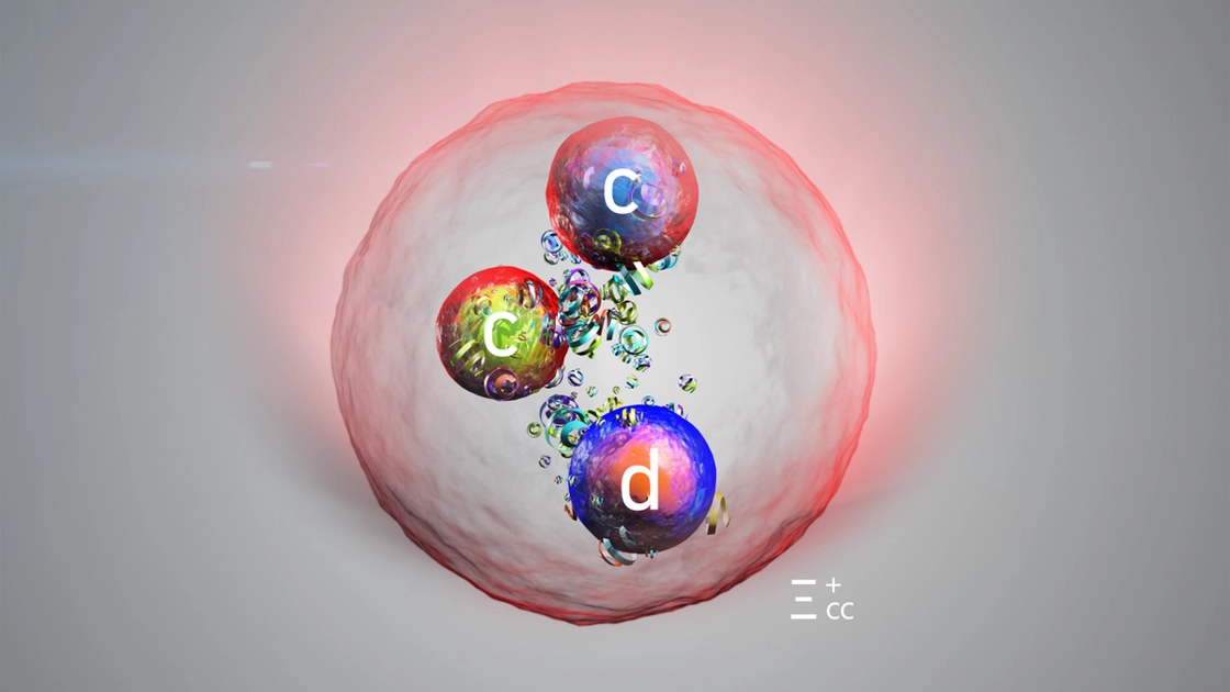 Візуалізація розпаду нової субатомної частинки на колайдері