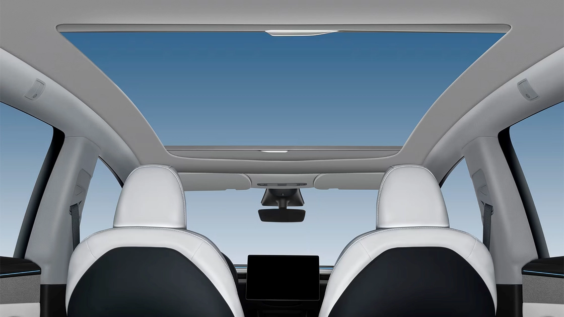 The sunshade fabric matches the headliner color for a seamless look when closed. Image: Tesla