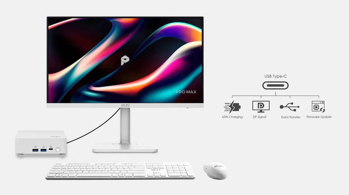 Монітор MSI Pro Max 271QPHW E14 у білому кольорі