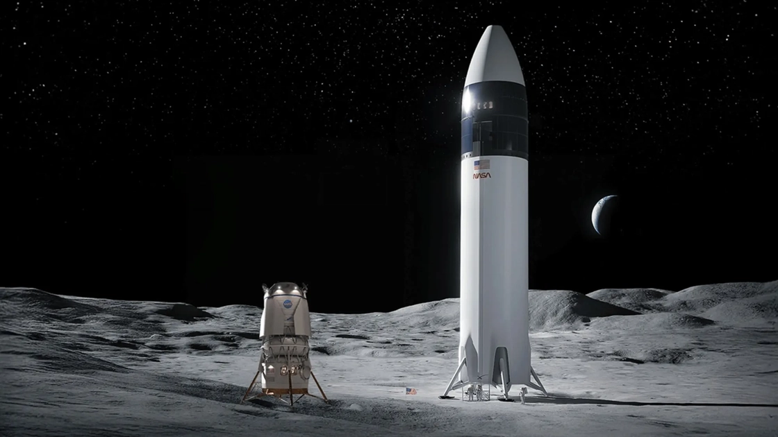Vue d'artiste des éléments d'infrastructure et des technologies envisagés pour opérer à la surface de la Lune. Illustration : NASA