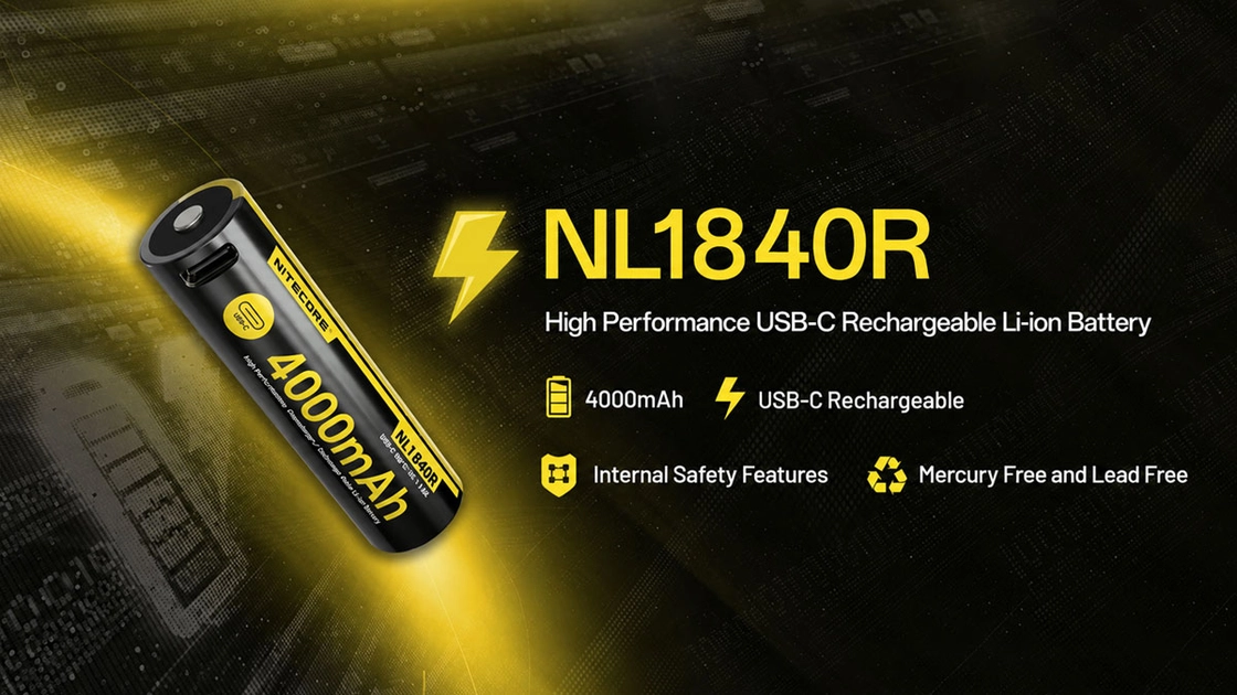 Акумулятор Nitecore NL1840R з кабелем USB-C