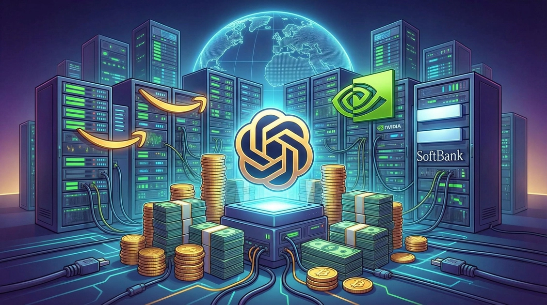 Логотип OpenAI на фоні технологічних елементів