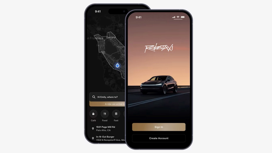 Інтерфейс додатку Tesla Robotaxi на смартфоні