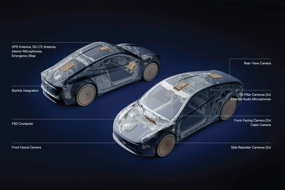 Інтегрований термінал Starlink на кузові Tesla Cybercab
