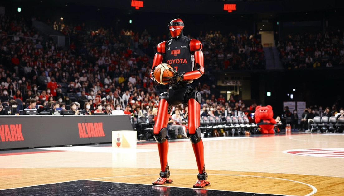 Le robot Toyota CUE7 avec un ballon de basket