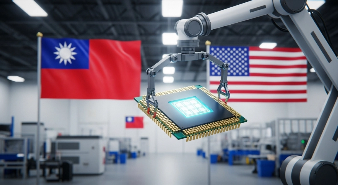 Тайванські мікросхеми на фоні прапора