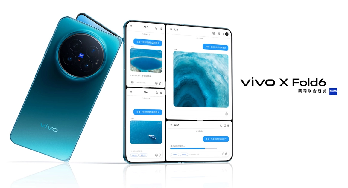 Foldable smartphone Vivo X Fold 6 in open view