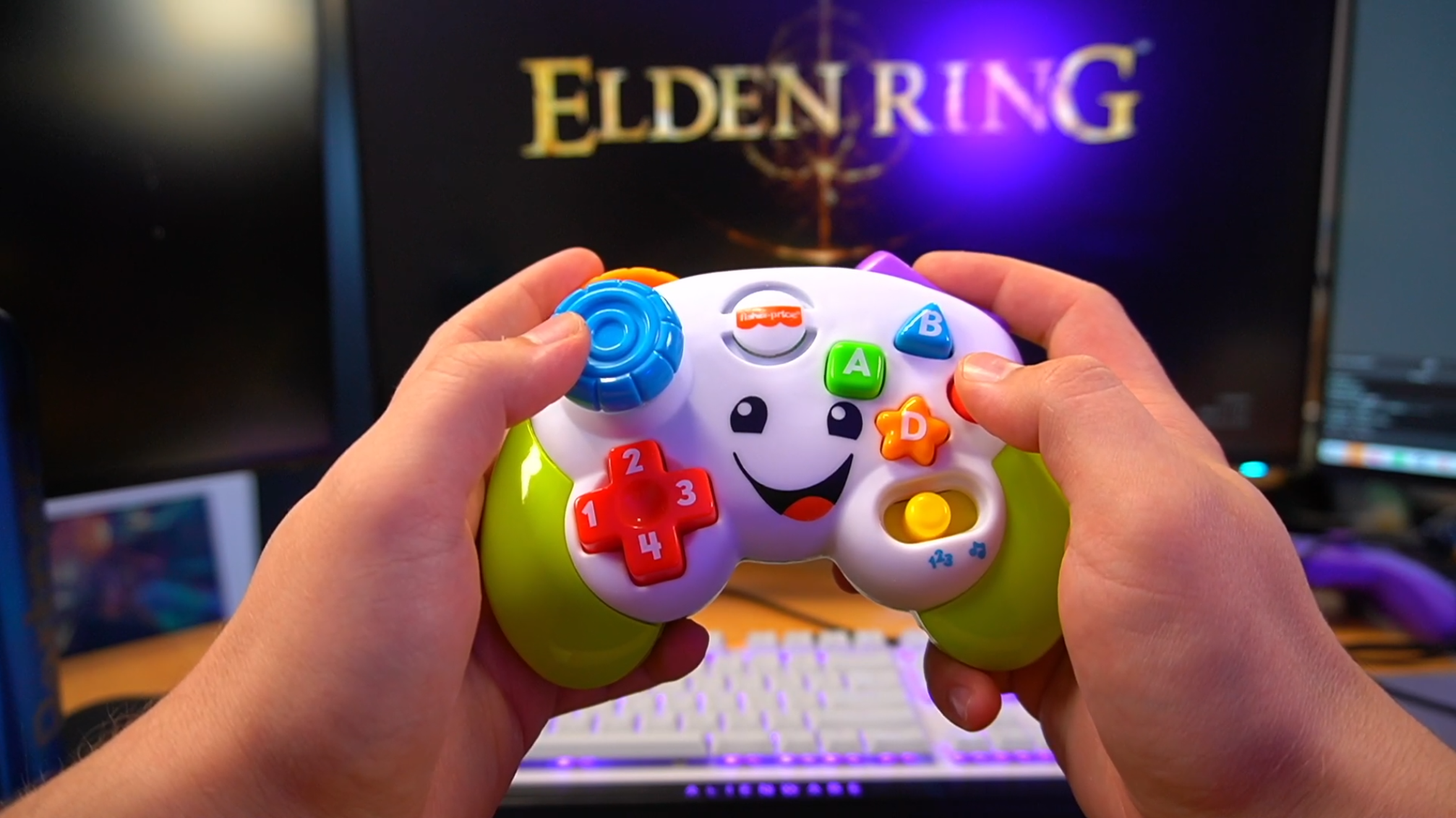 Elden Ring is harder with a modded Fisher-Price toy controller