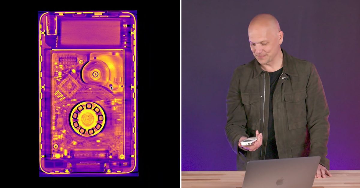 Tony Fadell habla sobre las consideraciones de diseño del iPod, ilustradas por tomografías computarizadas