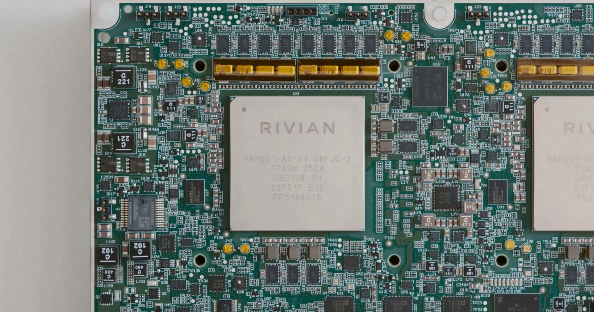 Printed circuit board with Rivian chip
