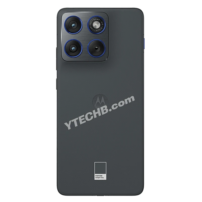 Рендер Motorola Edge 70 з темно-сірим корпусом і синими акцентами