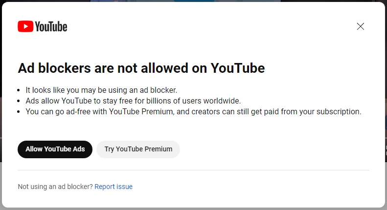 YouTube тестує обхід блокувальників реклами. Можливо, заради власного комфорту користувачам доведеться оформляти платну підписку-2