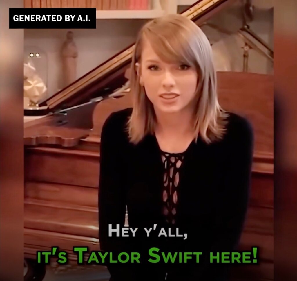 Oplichters maakten een deepfake van Taylor Swift die 'gratis' luxe serviesgoedsets weggeeft-2