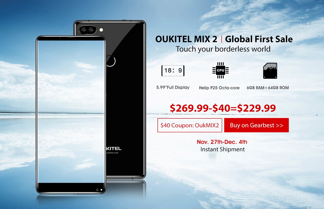 Старт мировых продаж безрамочного смартфона OUKITEL MIX 2
