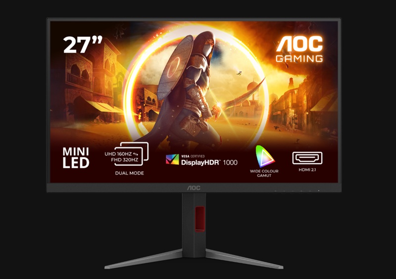AOC U27G4XM монитор вид спереди