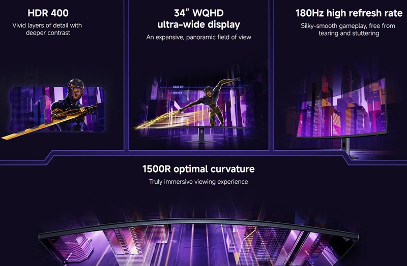 Игровой монитор Xiaomi G34WQi 2026 на стенде