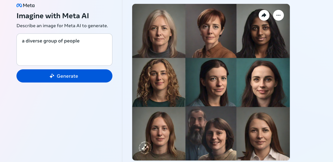 Meta AI ha problemi a generare immagini di persone di razza diversa