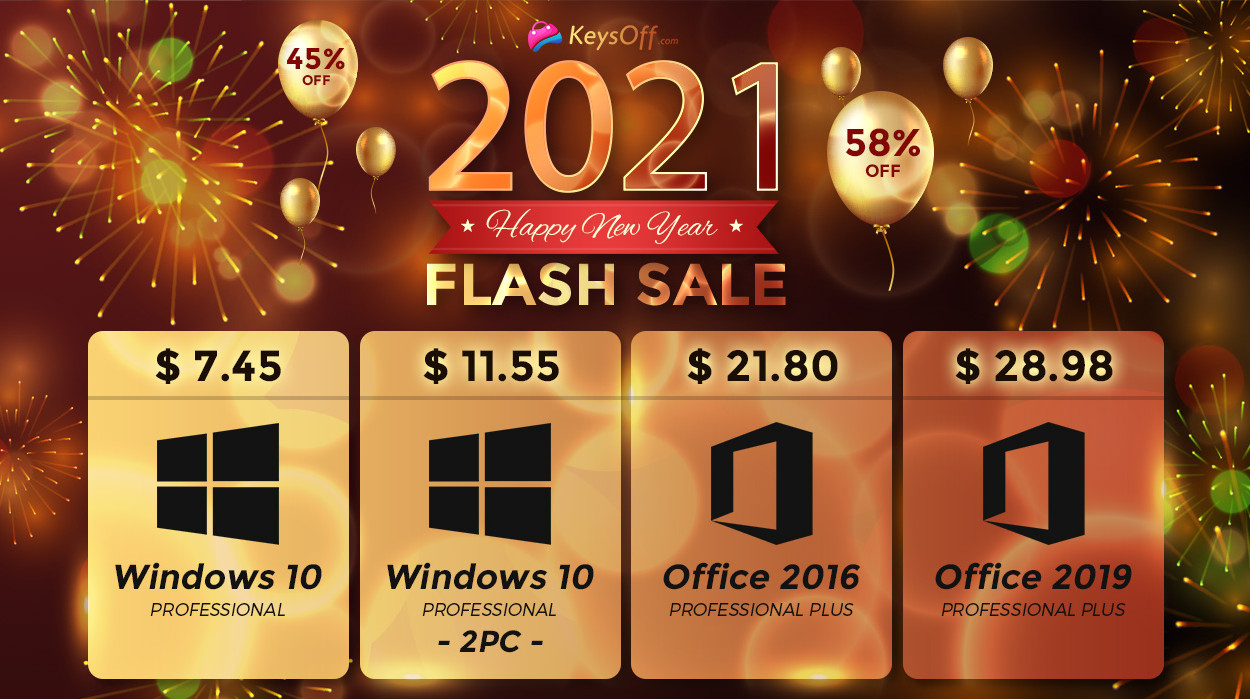 Первые скидки 2021 года: Windows 10 Pro по $7.45, Office 2019 Pro Plus за $28.98 и многое другое