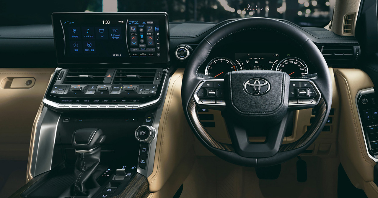 Huidige versie van het interieur van de Toyota Land Cruiser 300