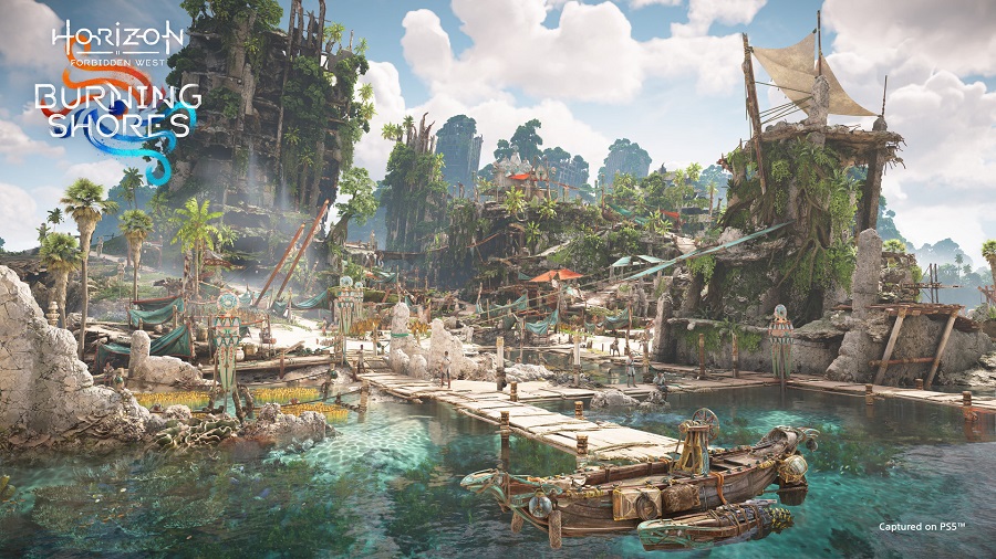 Sony ha pubblicato nuovi screenshot dell'add-on Burning Shores per Horizon Forbidden West. Viene mostrato anche un breve filmato della tribù dei Quen Navigator.-4