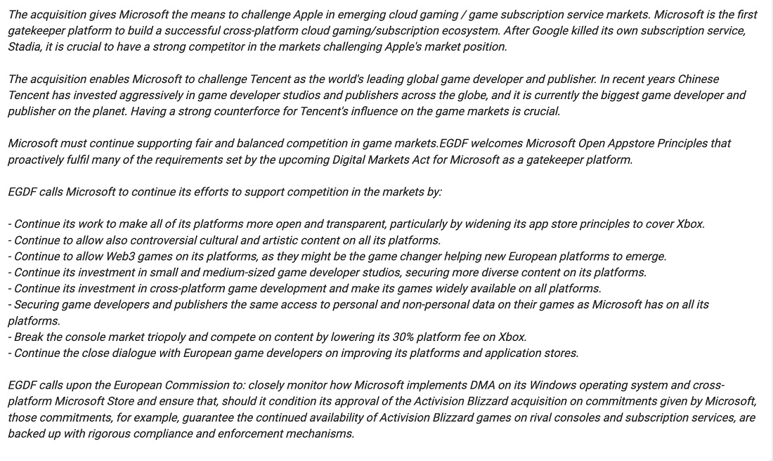 La Federazione europea degli sviluppatori di videogiochi (EGDF) si è espressa a favore dell'accordo tra Microsoft e Activision Blizzard.-3