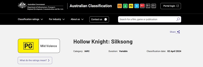 Hollow Knight : Silksong a reçu une classification d'âge en Australie - la sortie du jeu très attendu pourrait être très proche.-2