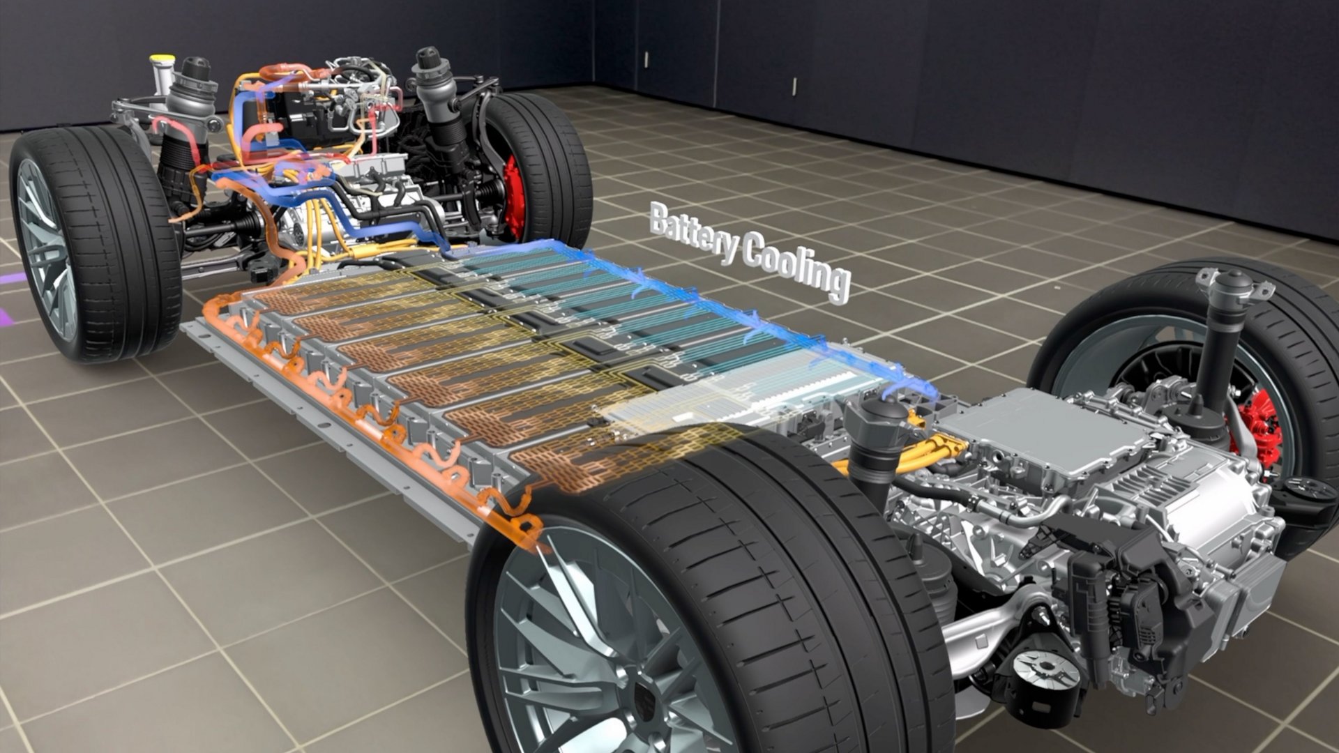 Батарея і розміщення двигунів Porsche Cayenne Electric