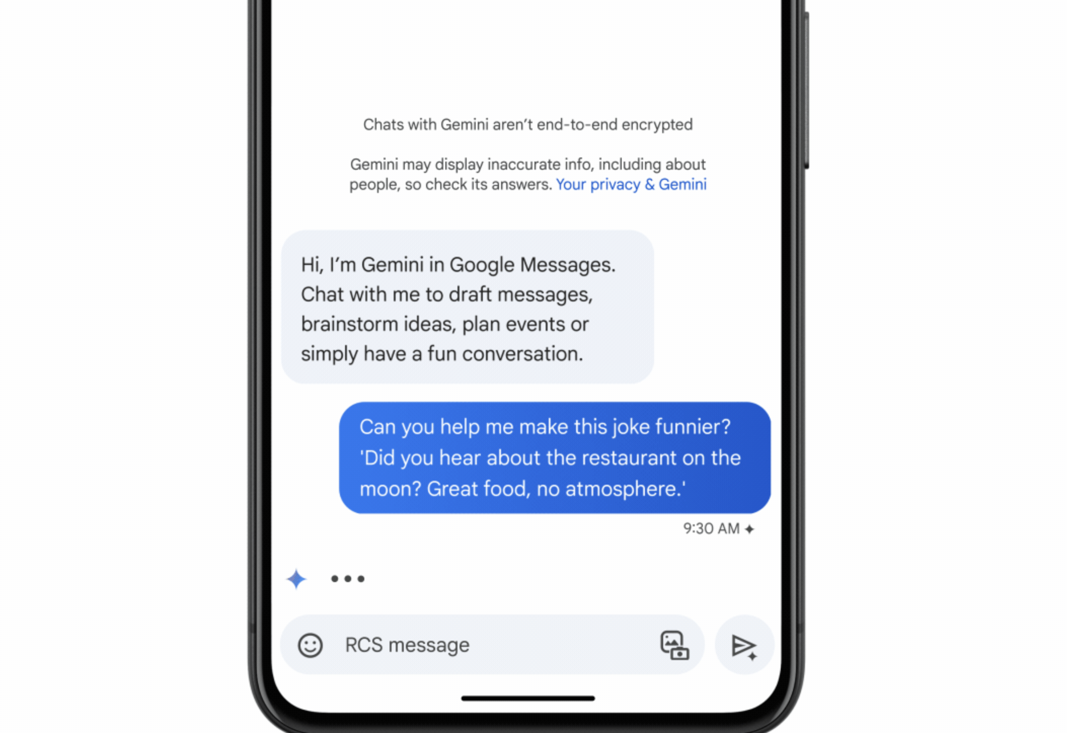 Google har integrert chatboten Gemini i Meldinger-appen og lagt til AI-basert generering av tekstsammendrag i Android Auto.