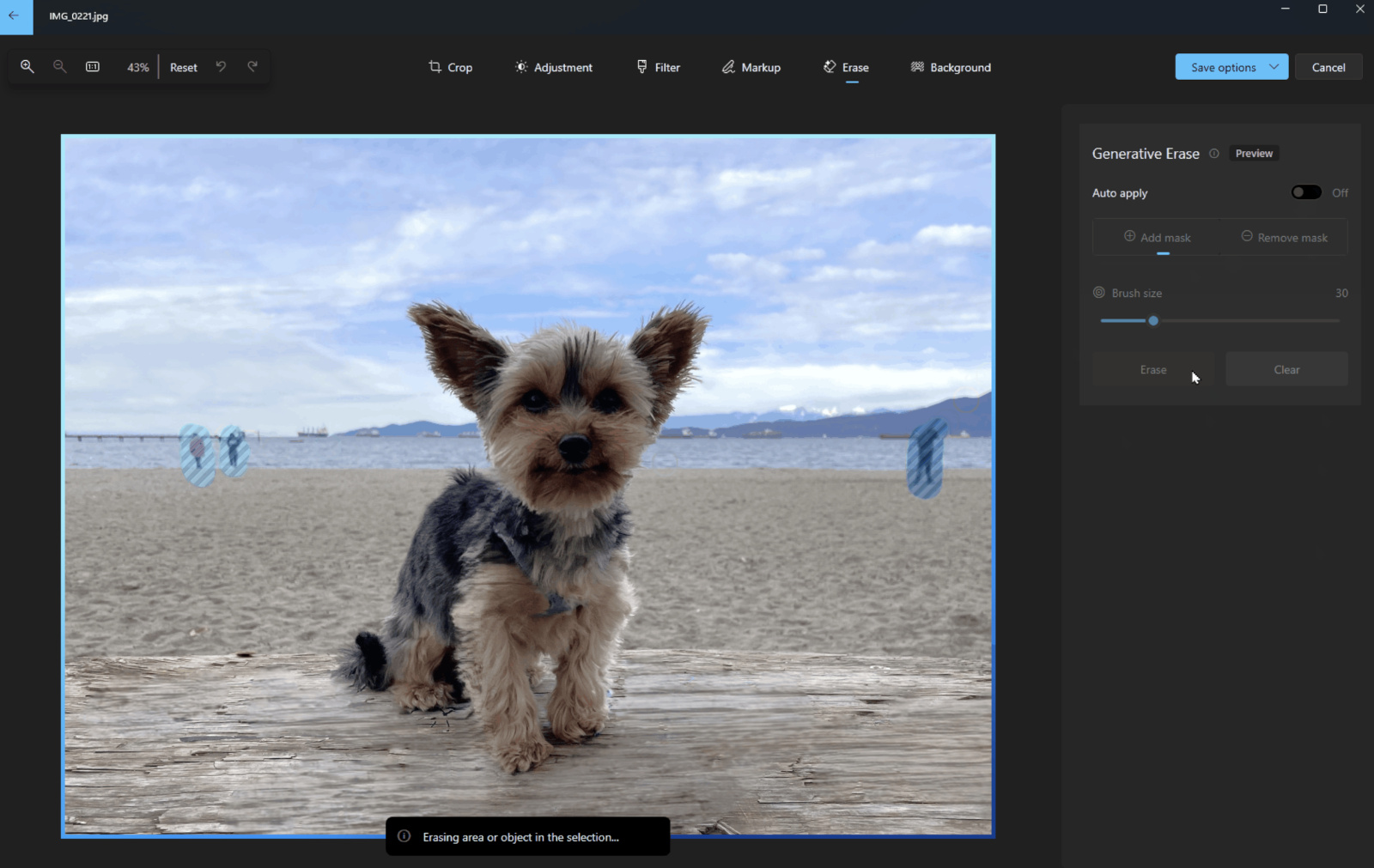 Microsoft añade la herramienta de borrado generativo de objetos con IA a la aplicación Fotos de Windows