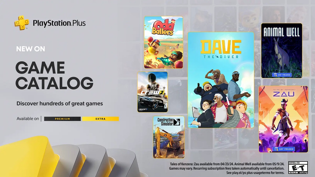 Ya está disponible la selección de PlayStation Plus Extra y Premium de abril, que incluye Dave the Diver, The Crew 2, Miasma Chronicles y varios juegos más.