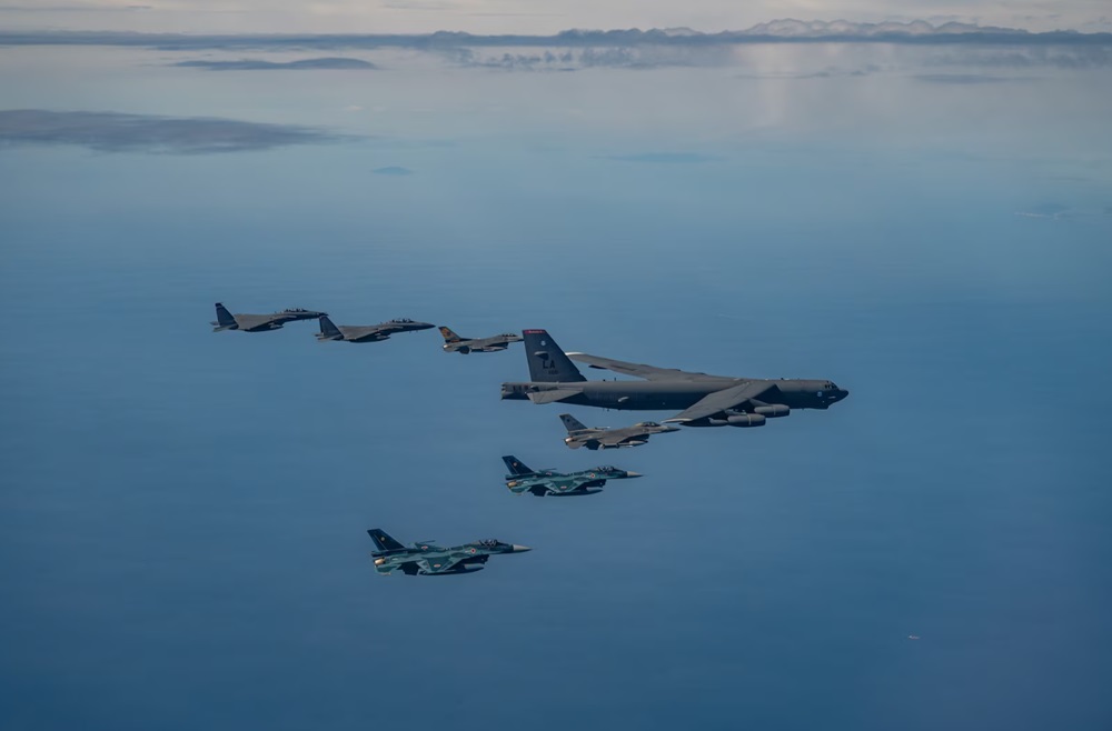 The U.S., Republic of Korea and Japan conducted the first-ever trilateral air exercise involving the B-52H Stratofortress, F-16 Fighting Falcon, F-15K Eagle and F-2s