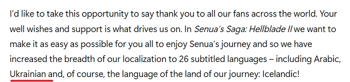 Utviklerne av Senua's Saga: Hellblade II skal sørge for ukrainsk lokalisering av spillet.-2