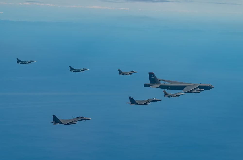 The U.S., Republic of Korea and Japan conducted the first-ever trilateral air exercise involving the B-52H Stratofortress, F-16 Fighting Falcon, F-15K Eagle and F-2s-2