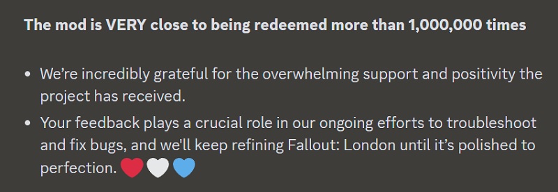 Fallout: London news - developers have released the biggest patch and the number of mod downloads is approaching 1 million-2