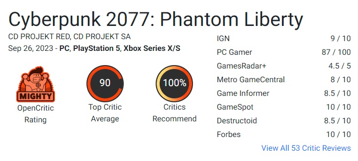 Kritikerne er begeistret for Cyberpunk 2077: Phantom Liberty! De første anmeldelsene fra journalister snakker om den høyeste kvaliteten på utvidelsen og det spennende plottet.-2
