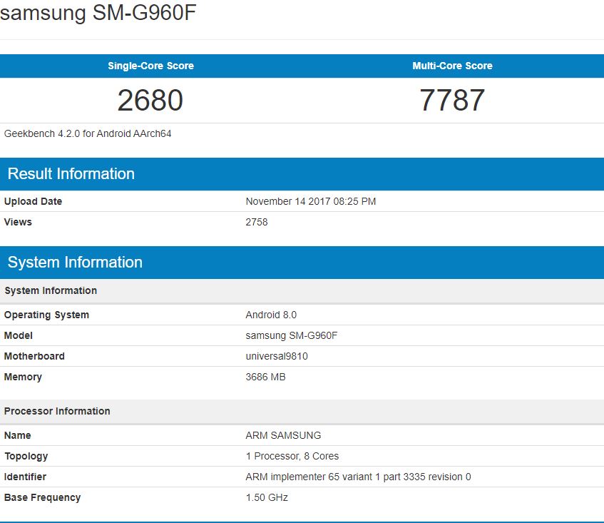 Samsung Galaxy S9 Geekbench.JPG