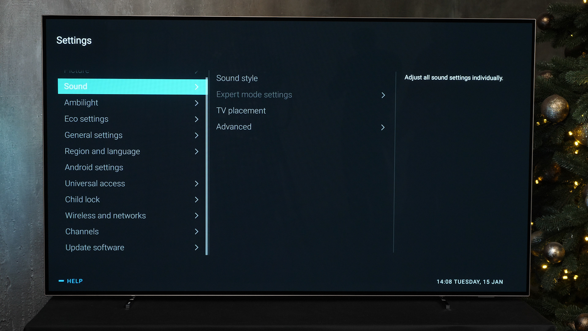 display menu on tv