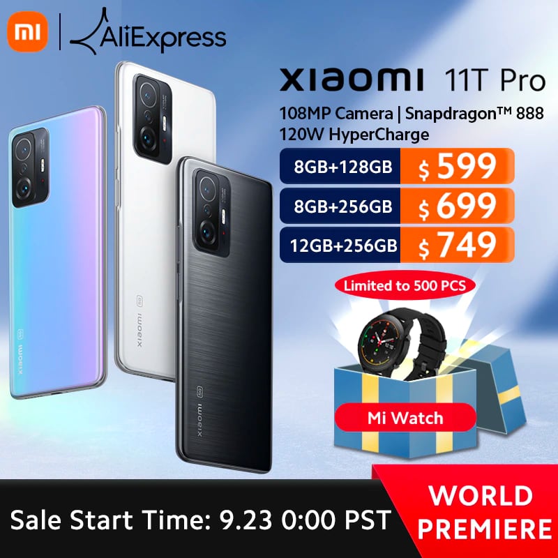 Успей получить подарки при заказе Xiaomi 11T Pro и Xiaomi Pad 5 на AliExpress по специальным ценам