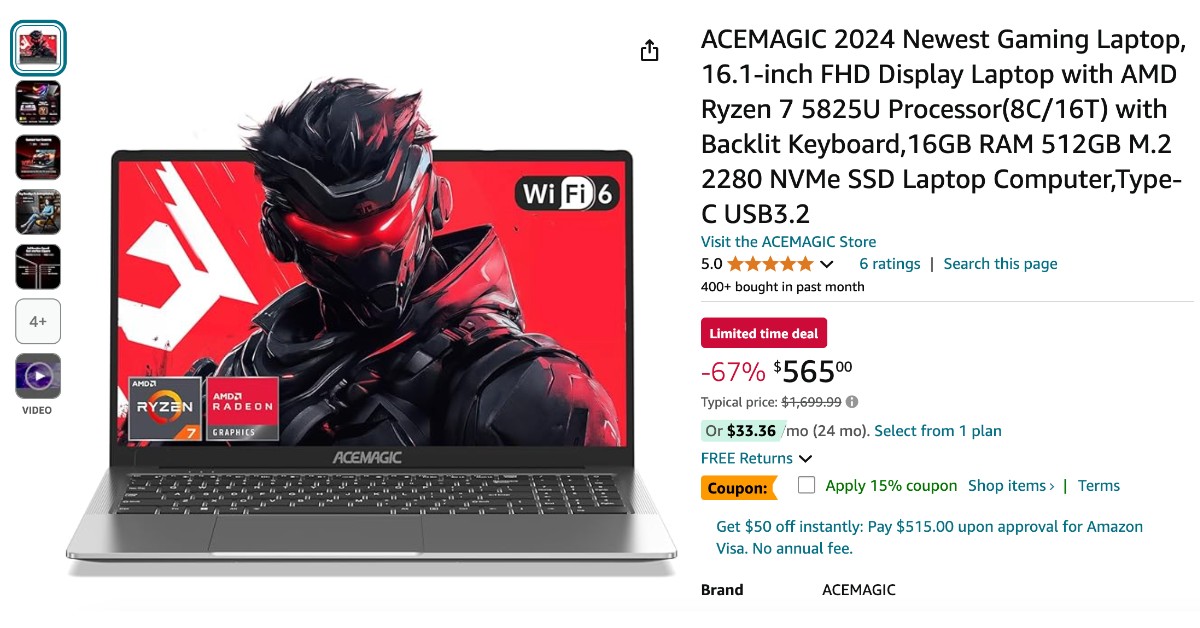 ACEMAGIC AX16PRO Gaming Laptop 2024 - Buy Now $1134 OFF!