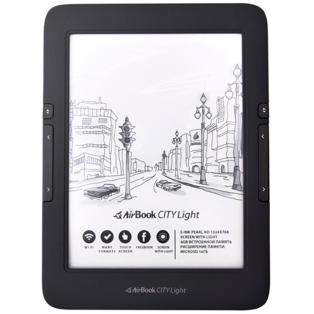 Электронная книга AirOn AirBook City Light Touch с 6-дюймовым сенсорным E-Ink Pearl HD дисплеем
