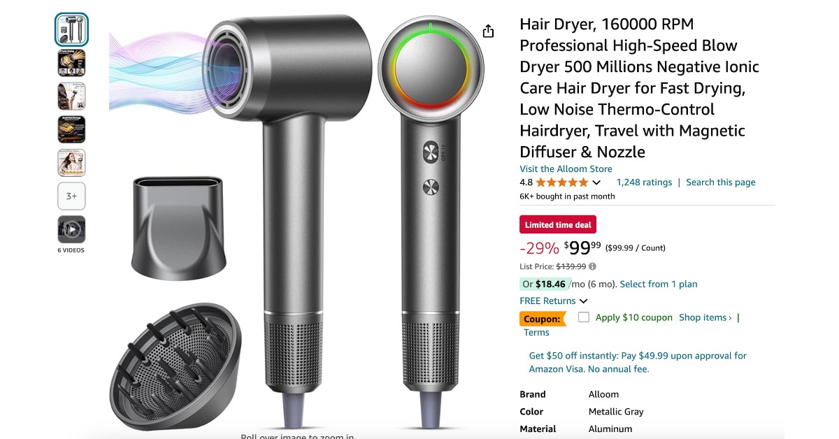 Alloom Hair Dryer with a $40 Discount!