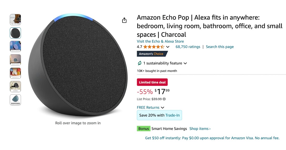 Amazon Echo Pop - Now $22 Off!