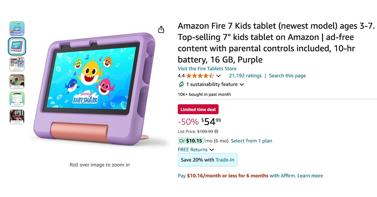 Great Opportunity to Buy the Amazon Fire 7 Kids Tablet with a $55 OFF!