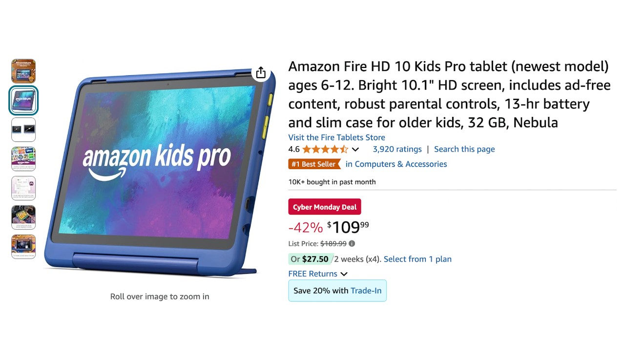 Amazon Fire HD 10 Kids Pro Tablet with a $80 Discount! Don't miss it!